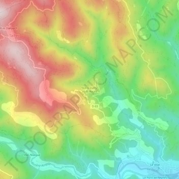 Mappa topografica Notre-Dame de la Roure, altitudine, rilievo