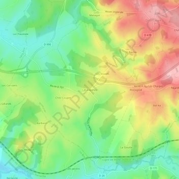 Mappa topografica Les Espalus, altitudine, rilievo