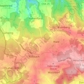 Mappa topografica Hönighof, altitudine, rilievo