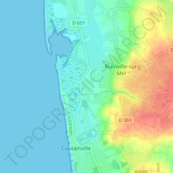 Mappa topografica Les Landelles, altitudine, rilievo