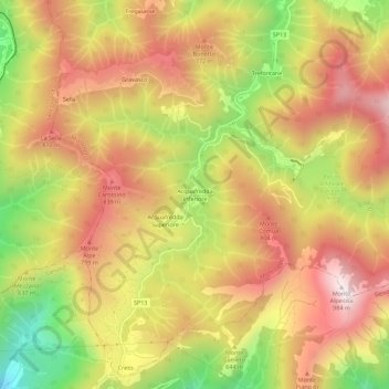 Mappa topografica Acquafredda Inferiore, altitudine, rilievo