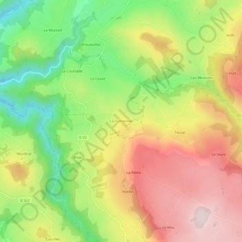 Mappa topografica La Fromental, altitudine, rilievo
