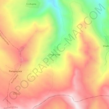 Mappa topografica Chua Chua, altitudine, rilievo