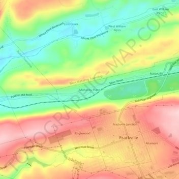 Mappa topografica Mahanoy Plane, altitudine, rilievo