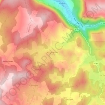 Mappa topografica Rouges Parets, altitudine, rilievo