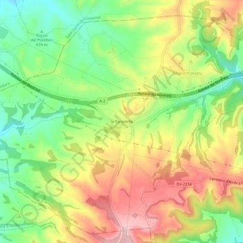 Mappa topografica la Panadella, altitudine, rilievo