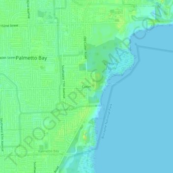 Mappa topografica Cutler, altitudine, rilievo