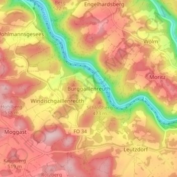 Mappa topografica Burggaillenreuth, altitudine, rilievo