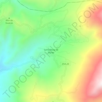 Mappa topografica Santa Rosa de Tapias, altitudine, rilievo