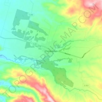 Mappa topografica Cherquenco, altitudine, rilievo