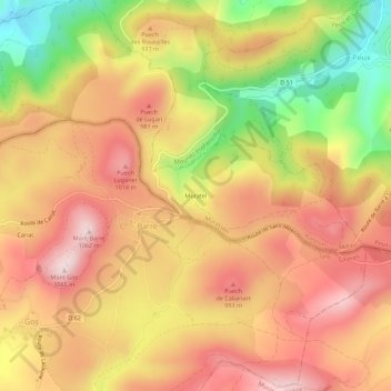 Mappa topografica Muratel, altitudine, rilievo