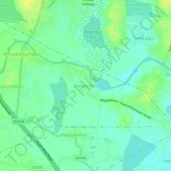 Mappa topografica Sorancheri, altitudine, rilievo
