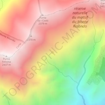 Mappa topografica Fontaines de Paradis, altitudine, rilievo