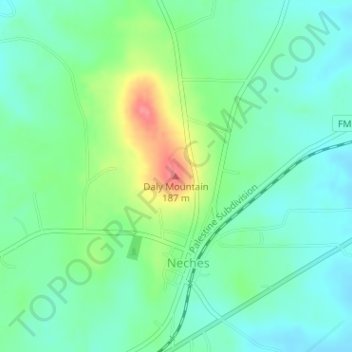 Mappa topografica Daly Mountain, altitudine, rilievo