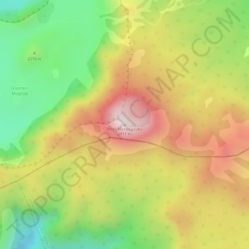 Mappa topografica Mont Manengouba, altitudine, rilievo