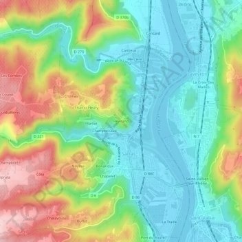 Mappa topografica Revirand, altitudine, rilievo