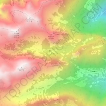Mappa topografica Taney, altitudine, rilievo