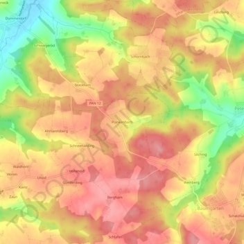Mappa topografica Plankenbach, altitudine, rilievo