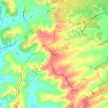 Mappa topografica Petrignano, altitudine, rilievo