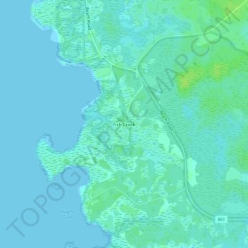 Mappa topografica Fish Creek, altitudine, rilievo