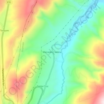 Mappa topografica Mercedes Cadena, altitudine, rilievo