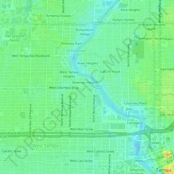 Mappa topografica Michigan Park, altitudine, rilievo
