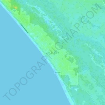 Mappa topografica Saint Joe Beach, altitudine, rilievo