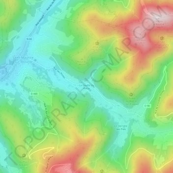 Mappa topografica La Goutte du Rieux, altitudine, rilievo