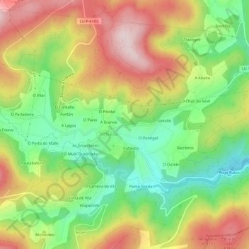 Mappa topografica Foxos, altitudine, rilievo