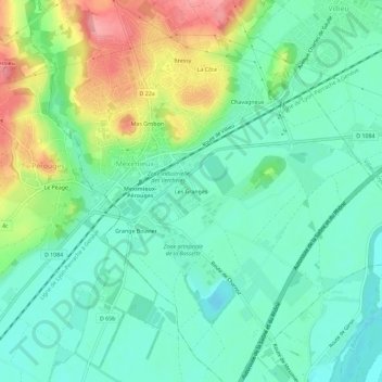 Mappa topografica Les Granges, altitudine, rilievo