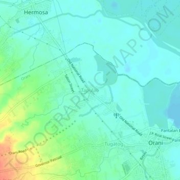Mappa topografica Tapulao, altitudine, rilievo