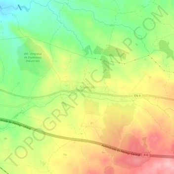 Mappa topografica Silveiras, altitudine, rilievo