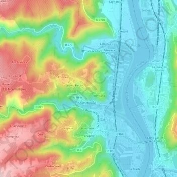 Mappa topografica Peyret, altitudine, rilievo