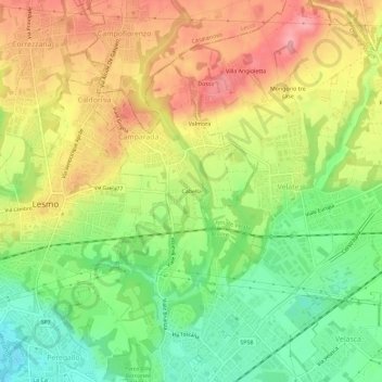 Mappa topografica Cabella, altitudine, rilievo