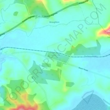 Mappa topografica Harley Hill, altitudine, rilievo