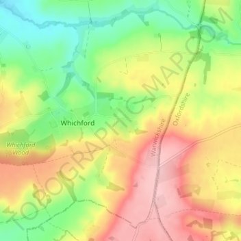 Mappa topografica Ascott, altitudine, rilievo