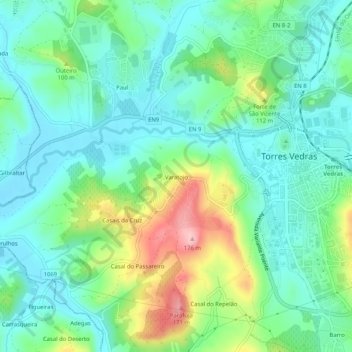 Mappa topografica Varatojo, altitudine, rilievo