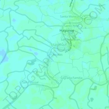 Mappa topografica San Nicolas, altitudine, rilievo