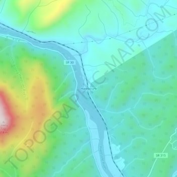 Mappa topografica Hambright, altitudine, rilievo