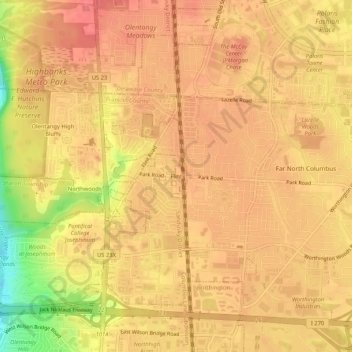 Mappa topografica Flint, altitudine, rilievo