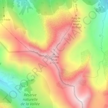 Mappa topografica Cambre d'Aze, altitudine, rilievo