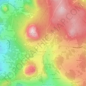 Mappa topografica Les Vignes Hautes, altitudine, rilievo
