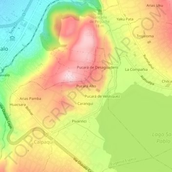 Mappa topografica Pucará Alto, altitudine, rilievo
