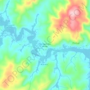 Mappa topografica Barragem Rio Bonito, altitudine, rilievo