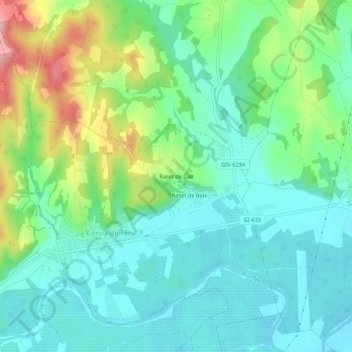 Mappa topografica Raset de Dalt, altitudine, rilievo