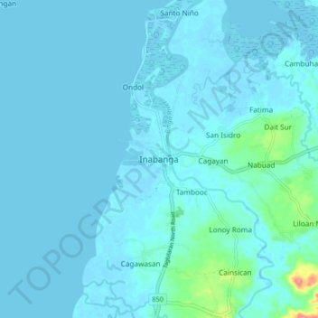 Mappa topografica Inabanga, altitudine, rilievo