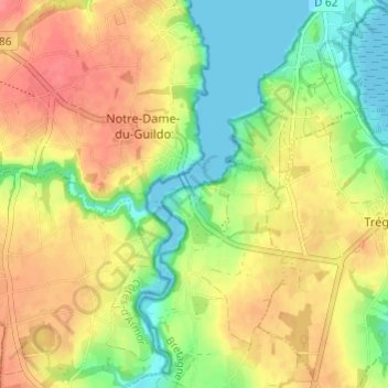 Mappa topografica Le Guildo, altitudine, rilievo