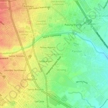 Mappa topografica Ninoy Aquino, altitudine, rilievo