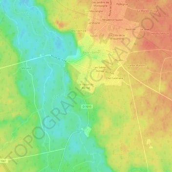 Mappa topografica Le Vallon de Bernet, altitudine, rilievo