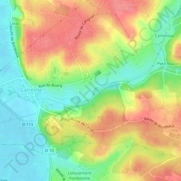 Mappa topografica Saugeon, altitudine, rilievo